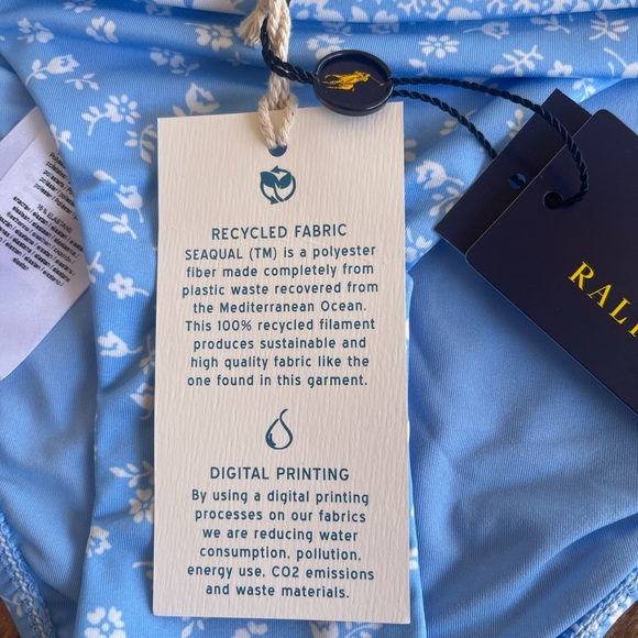 POLO RALPH LAUREN Light Blue Bikini Bottoms♻️Recycled🌱Fabric Sz M NEW With TAGS - Picture 5 of 12